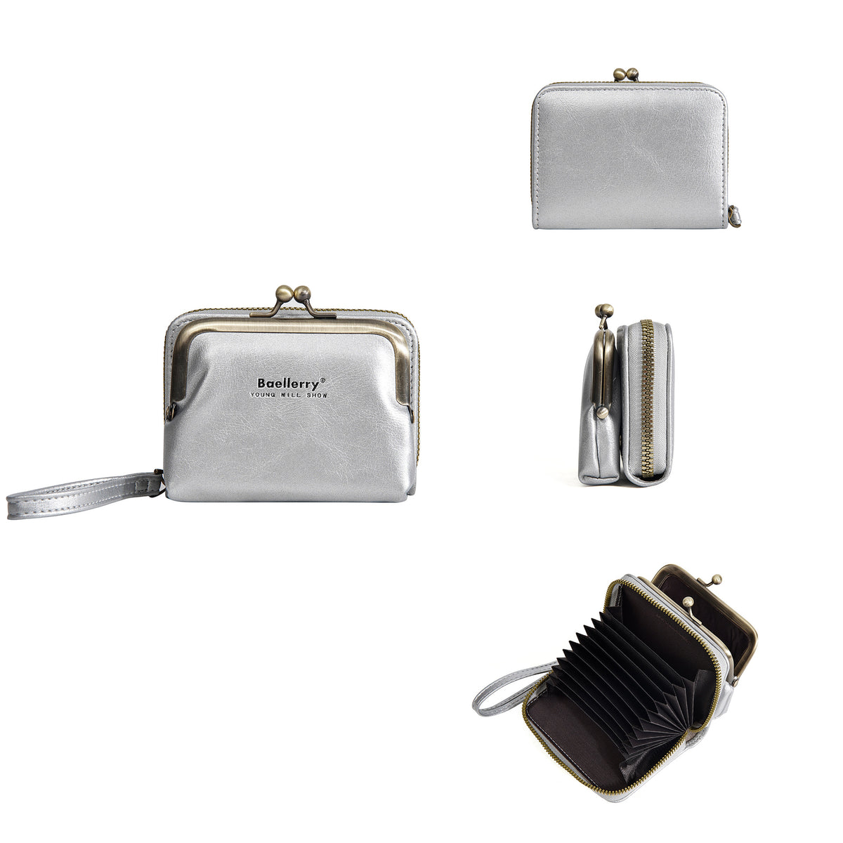 Women's Wax Leather Multiple Slots Expanding Mini Card Holder