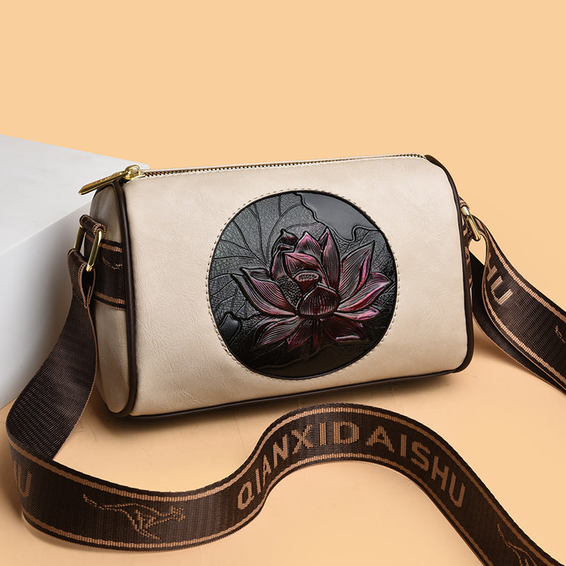 Women's Lotus Printed High-grade Mobile Artistic Chinese Style Women's Shoulder Bag