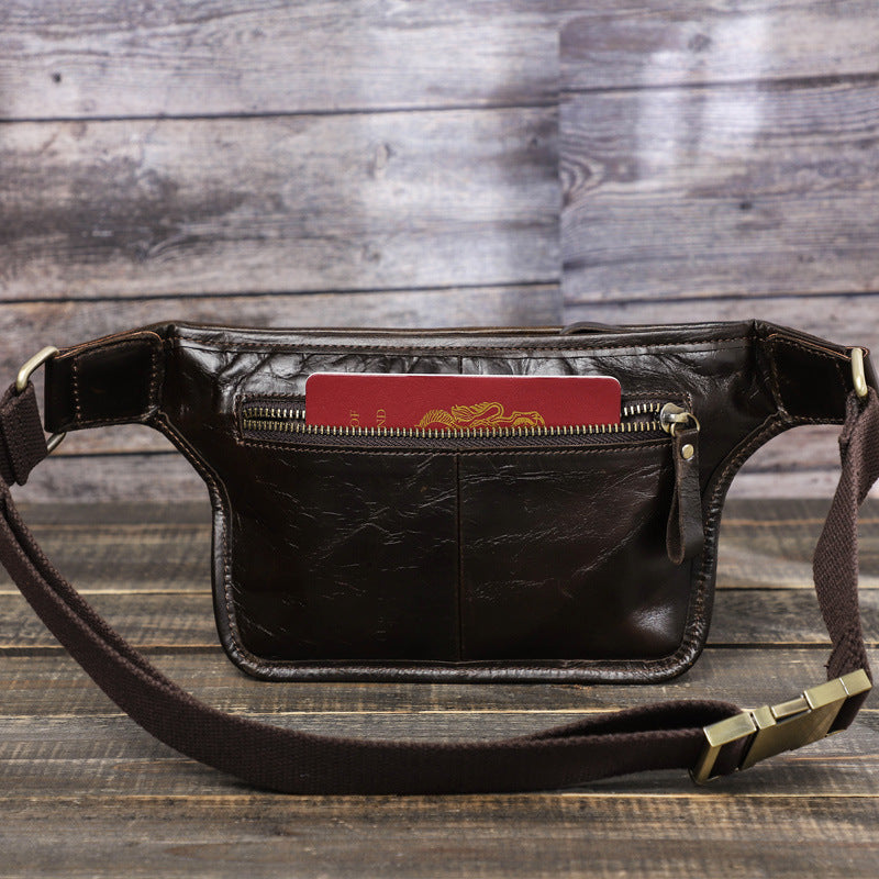 Men's Black Angel First Layer Cowhide Fashion Men's Waist Packs