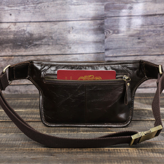 Men's Black Angel First Layer Cowhide Fashion Men's Waist Packs