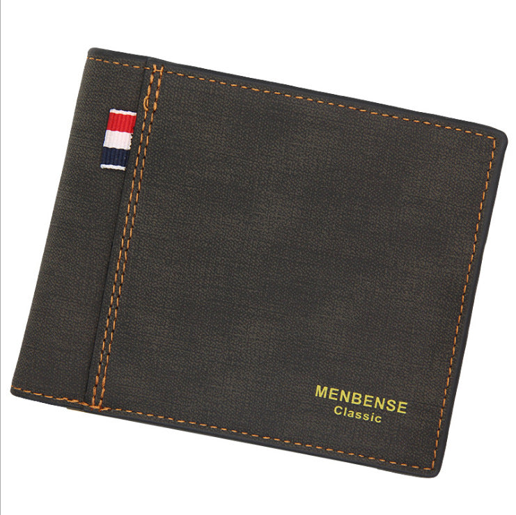 Men's Creative Frosted Short Large Capacity Fashion Retro Men's Wallet