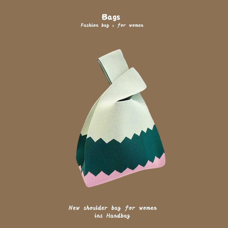 Women's Hand Carrying Box Lunch Contrasting Color Bucket Bags