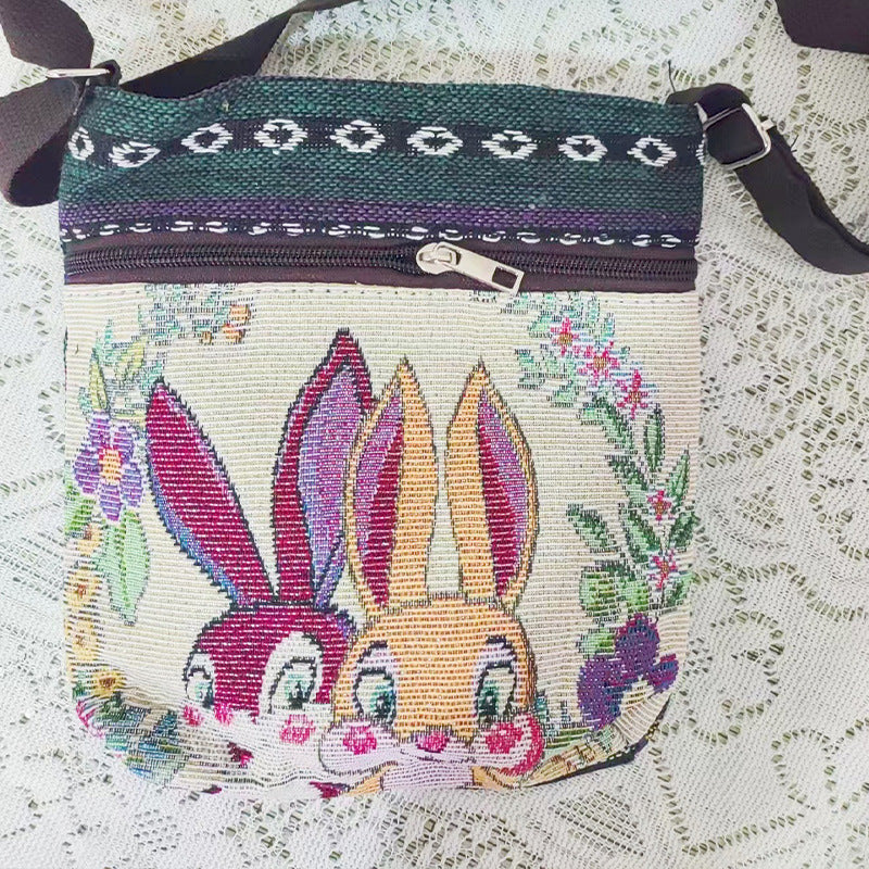 Women's Elephant Owl Shopping Canvas Trendy Women's Messenger Bag