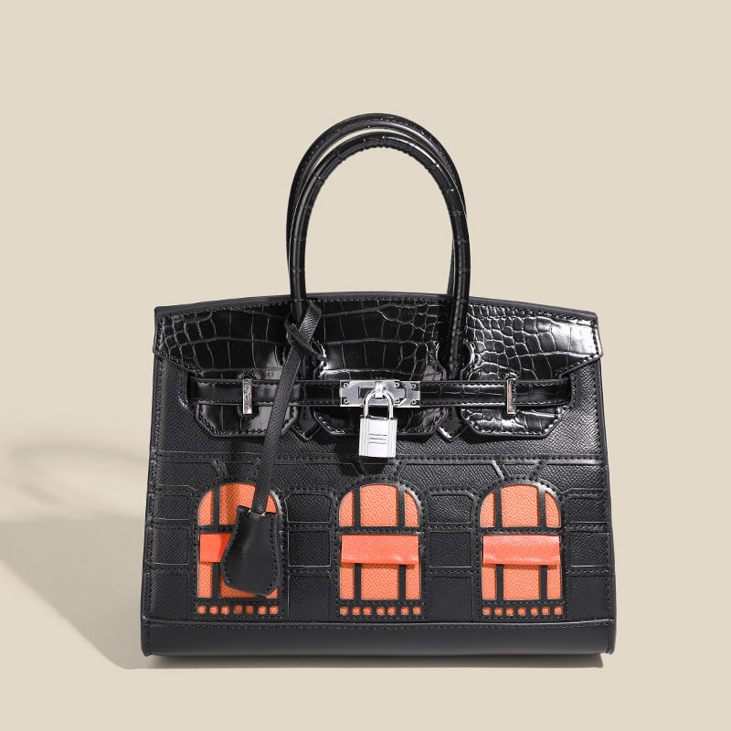 Simple Sewing Line Platinum Foreskin Leisure Women's Handbag