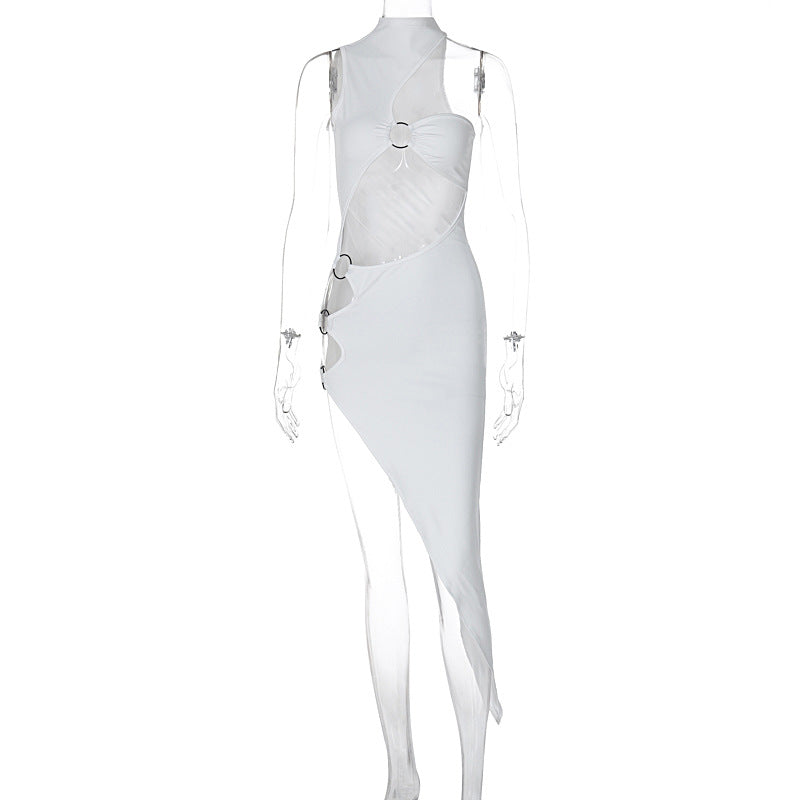 Women's Sexy Sleeveless Hollow Split Irregular Dress Dresses