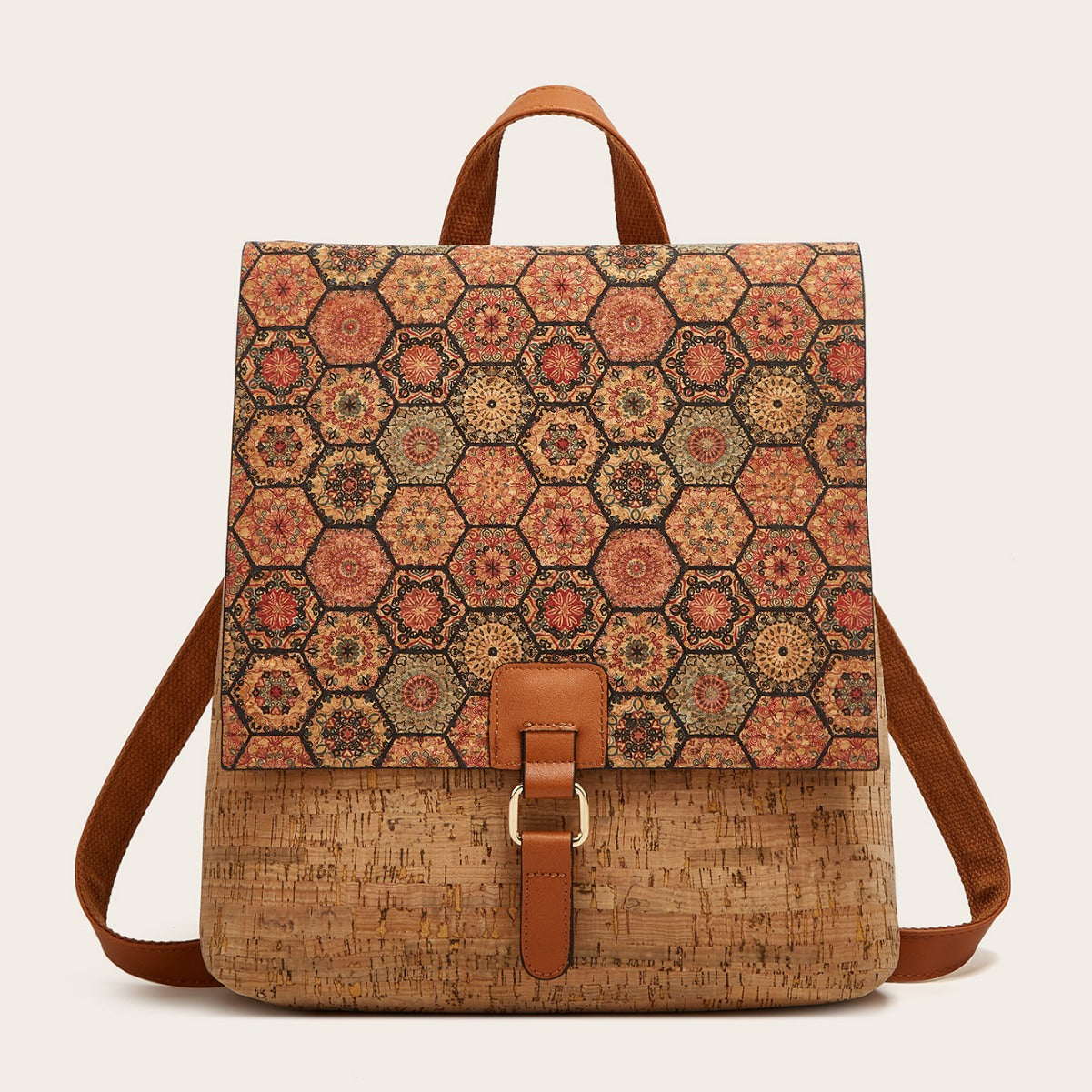 Women's Fashion Vintage Printed Bark Flap Large Backpacks