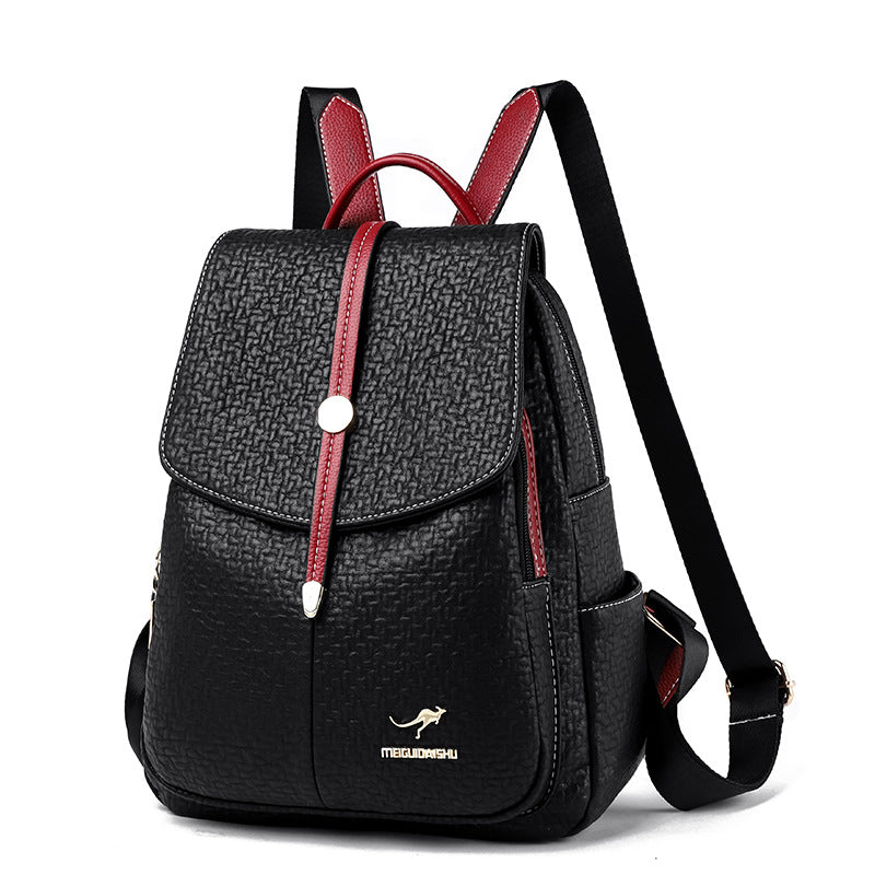 Women's Fashion Large Capacity Soft Leather Mother Backpacks