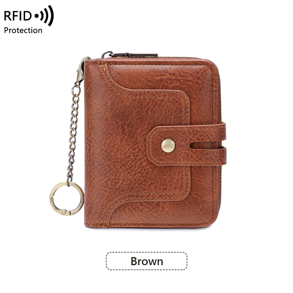 Women's Swiping Chain Printing Color Contrast Short Ladies Wallet