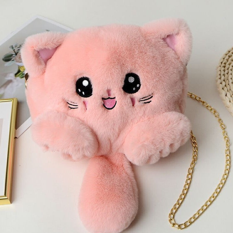 Women's Cute Cat Cartoon Plush High-grade Women's Messenger Bag