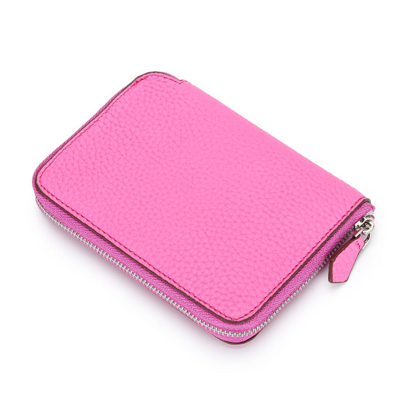 Women's Full Soft Leather Short Zipper License Ladies Wallets