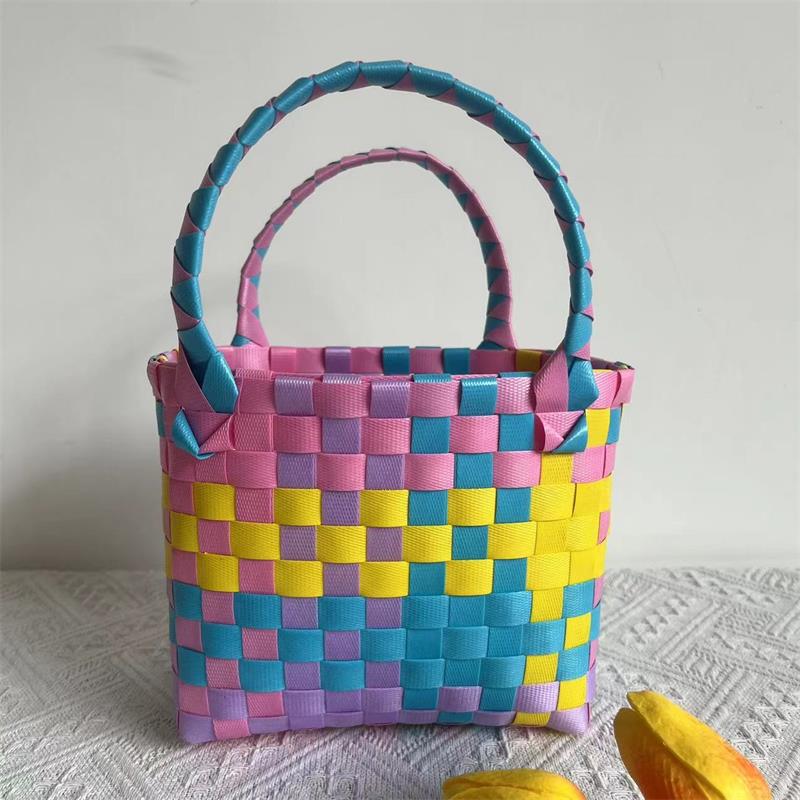 Basket Niche Color Plaid Hand Gift Small Square Bags