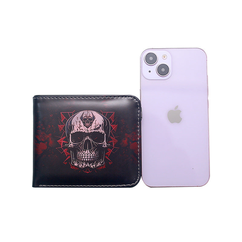 Men's Simple Short Skull Lady's Vintage Printed Purses