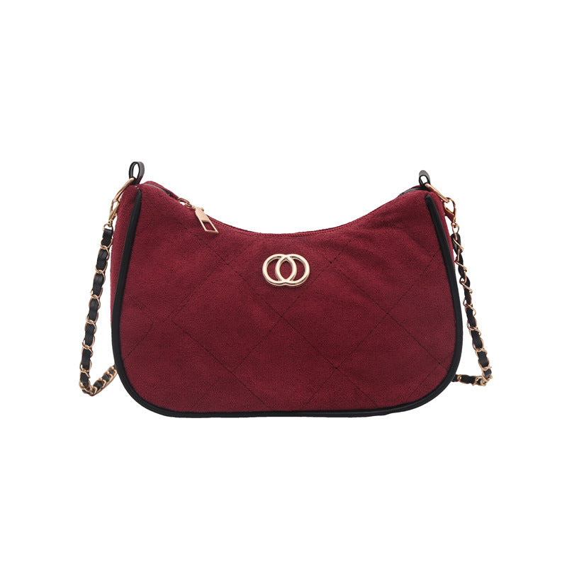 Women's Suede Rhombus Chain Horizontal Underarm Women's Shoulder Bag