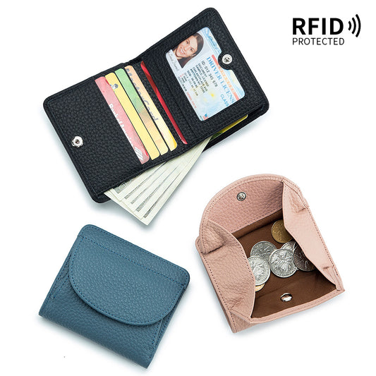 Mini Folding Simple Genuine Leather Female Ladies Wallets
