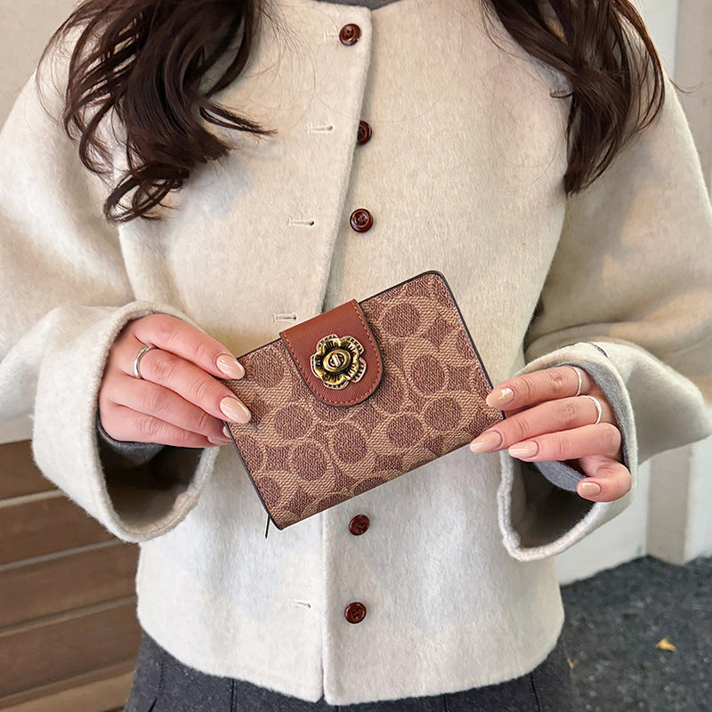Women's Classic Retro Zipper Short Simple Multifunctional Ladies Wallet