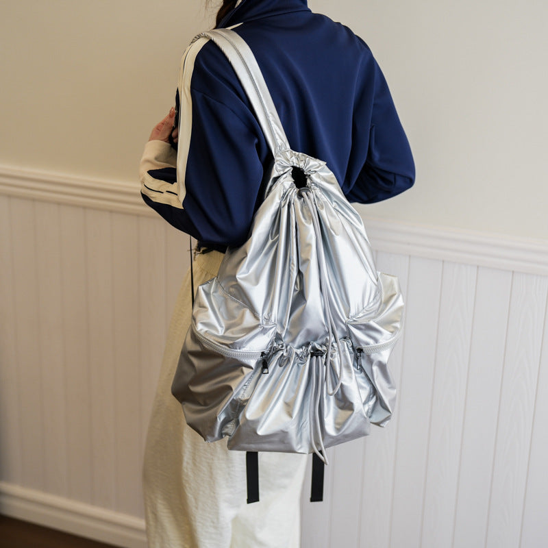 Leisure Artistic Canvas Fashionable Pleated Nylon Backpacks