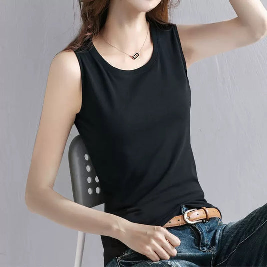 Women's Summer French Simplicity Sleeveless Camisole Solid Color Fashion Slimming Tops