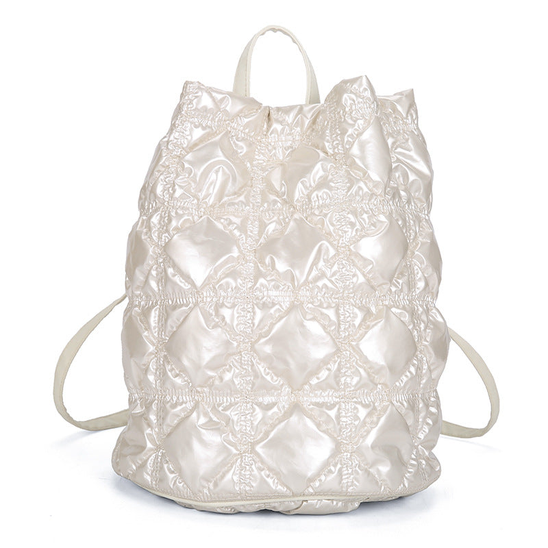 Women's Drawstring Ruffle Cloud Fashion Bubble Down Shoulder Bags