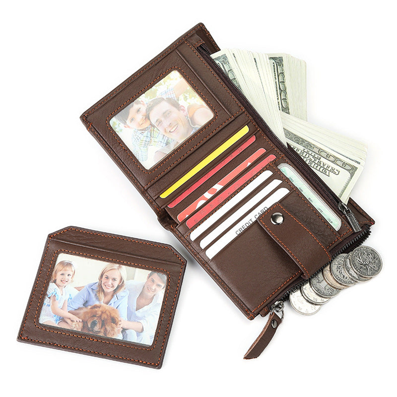 Leather For Man Large Capacity Short Men's Wallets