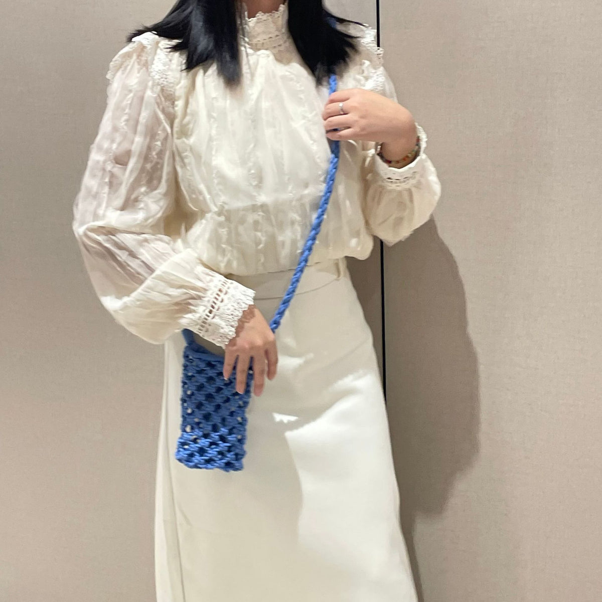 Handmade Cotton Thread Woven Hollow Out Mini Fashion Simple Summer Women's Messenger Bag