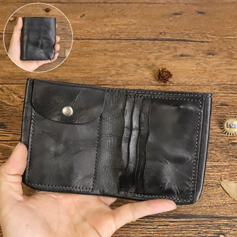 Men's Distressed Vegetable Tanning Leather Washed Simple Men's Wallets
