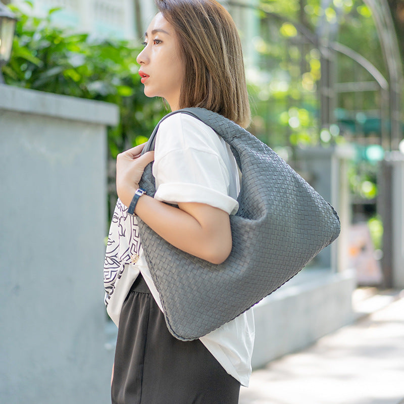 Women's Handmade Sheepskin Woven Fashion Leather Pillow Crossbody Bags