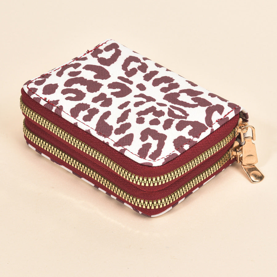 Leopard Print Short Double Zipper Expanding Female Temperament Ladies Wallet