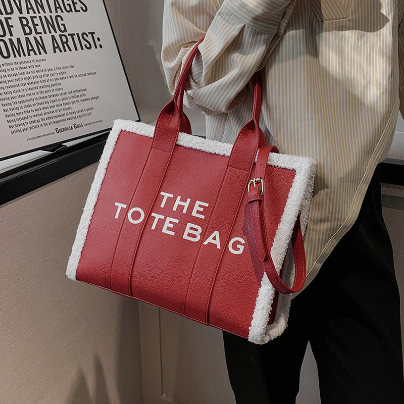 Lamb Wool Fashion Large Portable Lady's Handbags