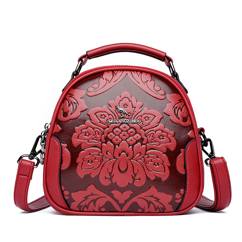 Women's Trendy Round Embossed Mom Euros Shoulder Bags