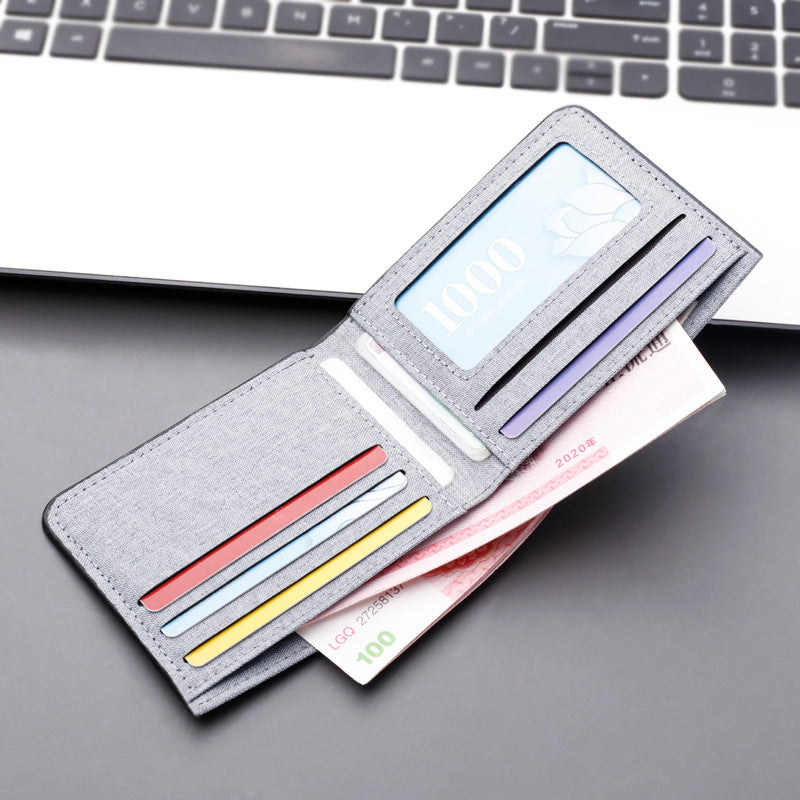 Men's Short Canvas Multiple Slots Horizontal Denim Men's Wallet