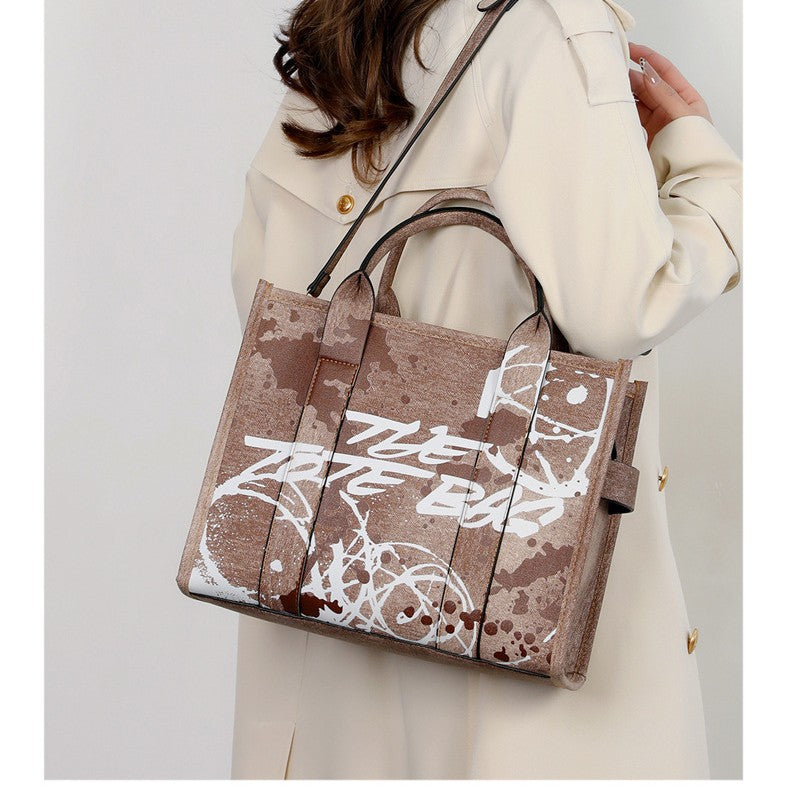 Women's Fashion Denim Pattern Large Capacity Tote Bags