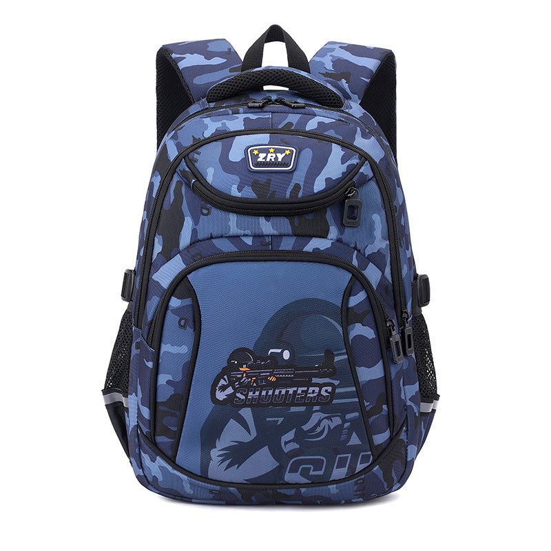 Fish Primary Boys Camouflage Large Capacity Elementary School Students' Schoolbags