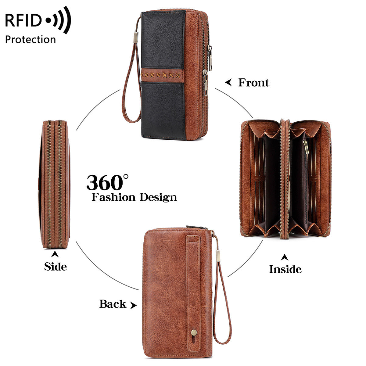 Women's & Men's Retro Contrast Color Long Large Capacity Ladies Wallet