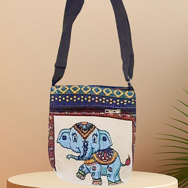 Women's Elephant Owl Shopping Canvas Trendy Women's Messenger Bag