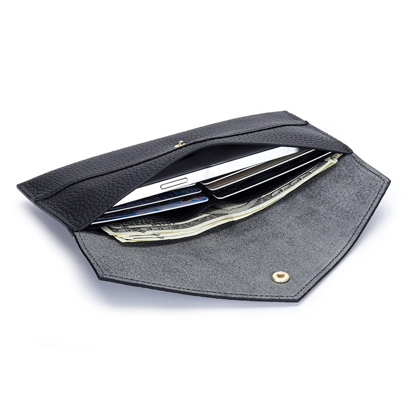 Women's Long Genuine Leather Soft Banknote Clip Ladies Wallet