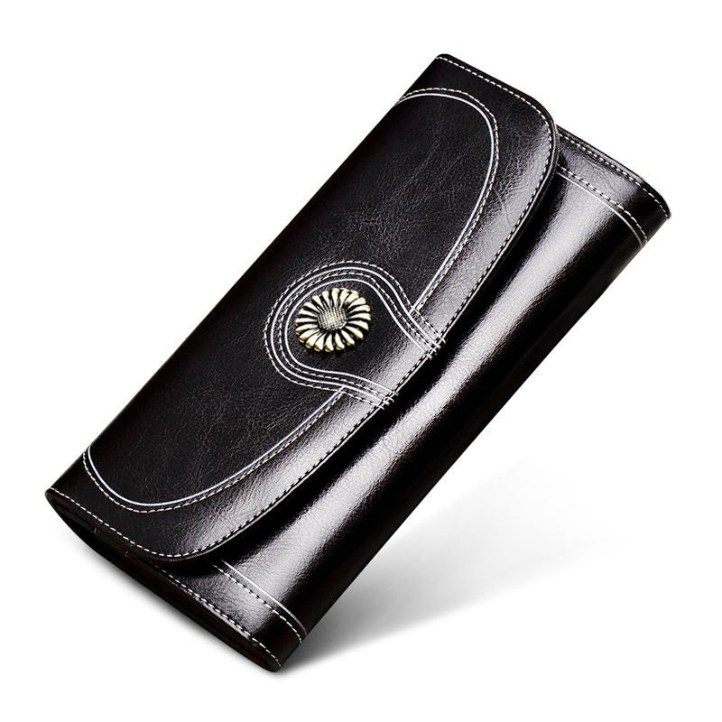 Women's Long Fashion Genuine Leather Large Capacity Ladies Wallets