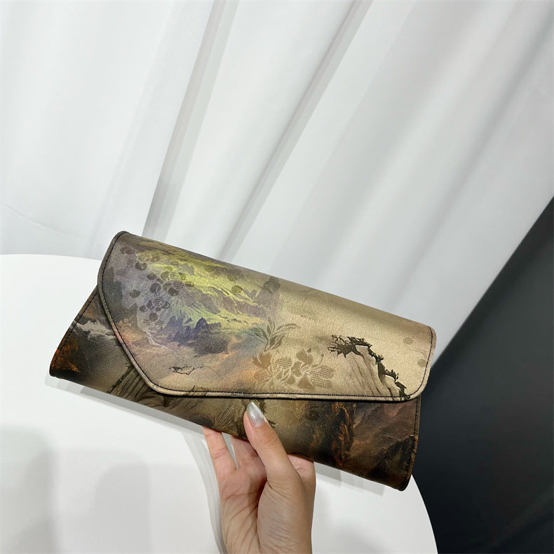 Women's Yarn Printed Clutch Dinner Dress Matching Handbags