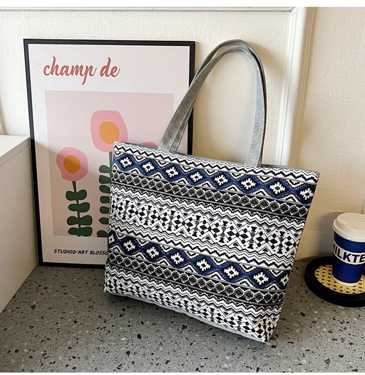 Women's Canvas Large Capacity Printed Korean Style Women's Shoulder Bag