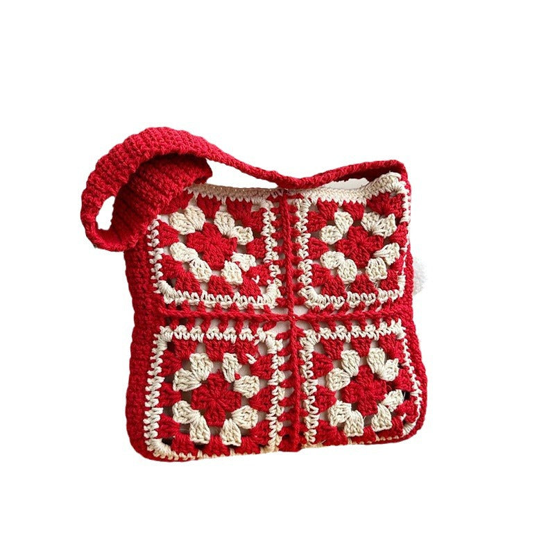 Women's Ethnic Style Crochet Woven Fashion Woolen Shoulder Bags