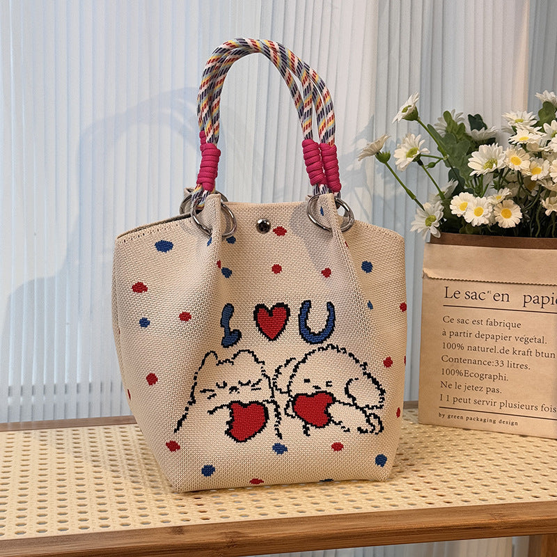 Festival Knitted Portable Out Large Capacity Women's Handbag