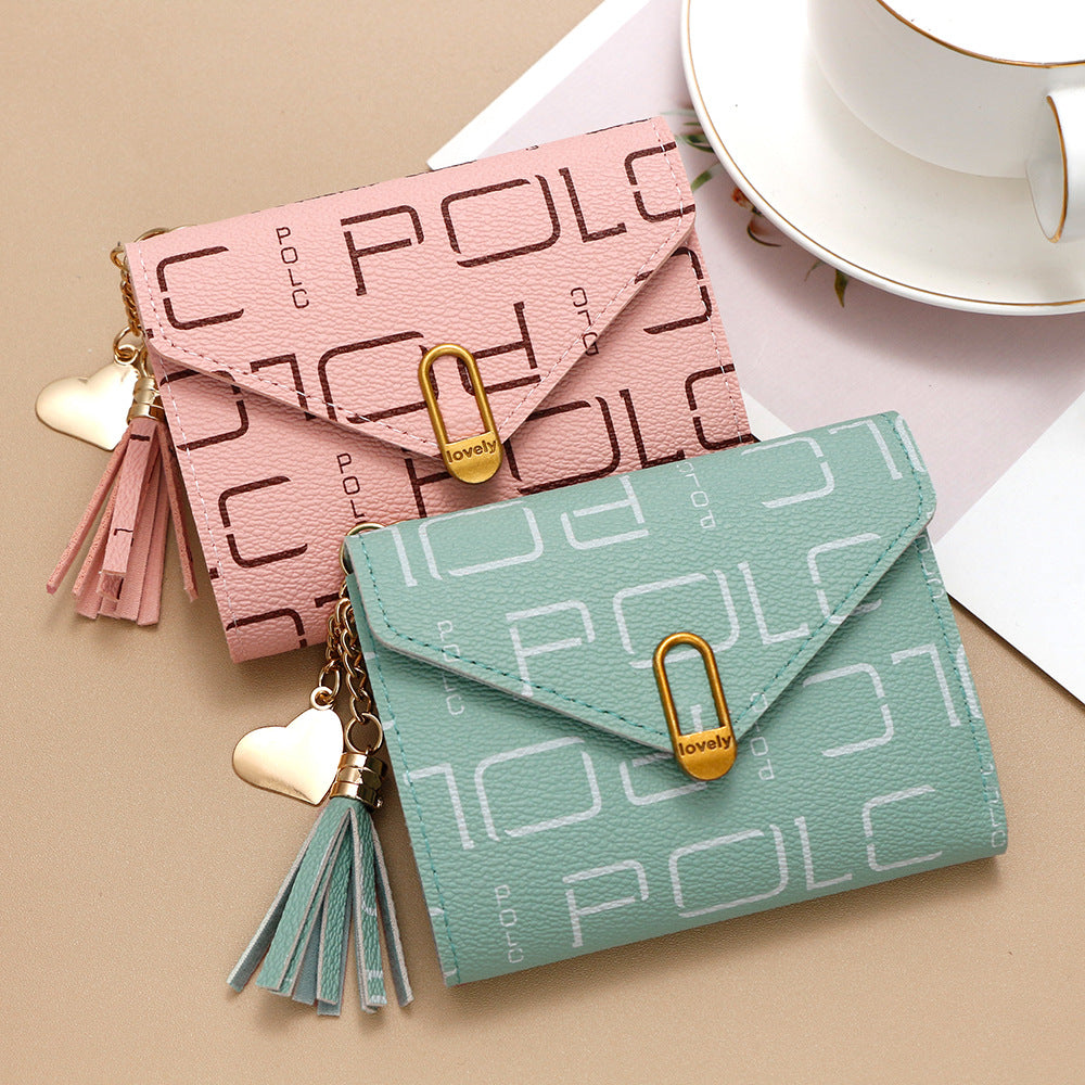 Women's Fashion Letters Printing Short Multiple Slots Purses