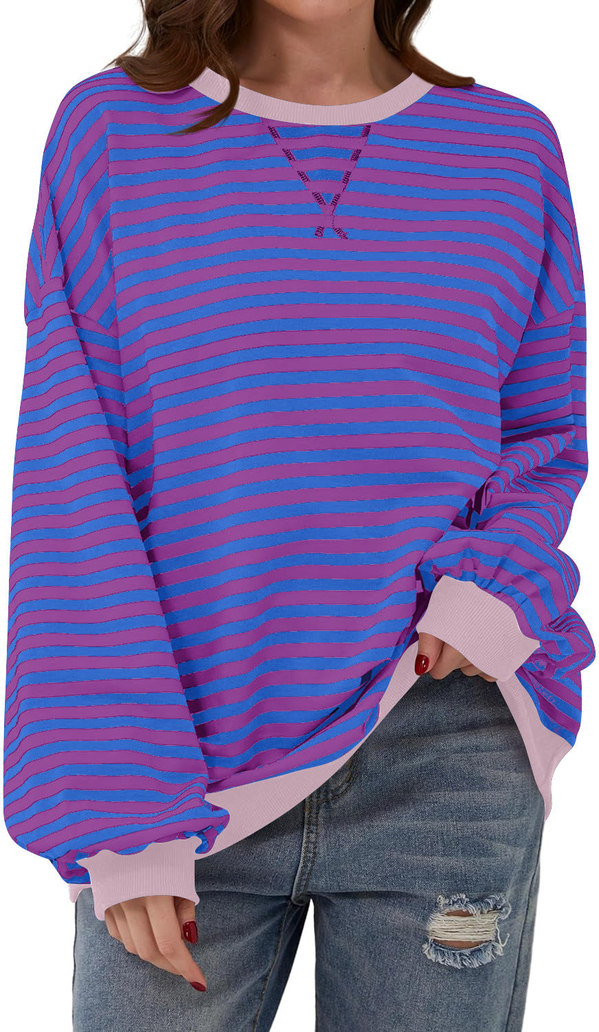 Women's Slouchy Innovative Loose Casual Striped Sweaters