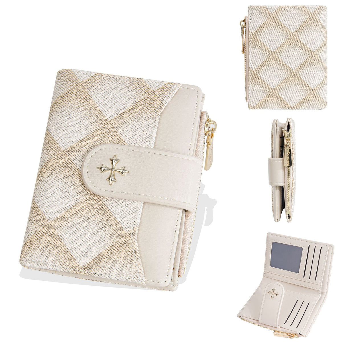 Women's Short Classic Style Two Fold Fashion Rhombus Ladies Wallet