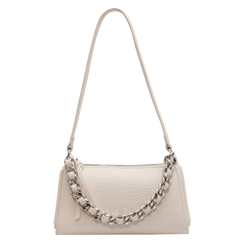 Women's French Retro Lychee Pattern Fashion Underarm Tote Bags