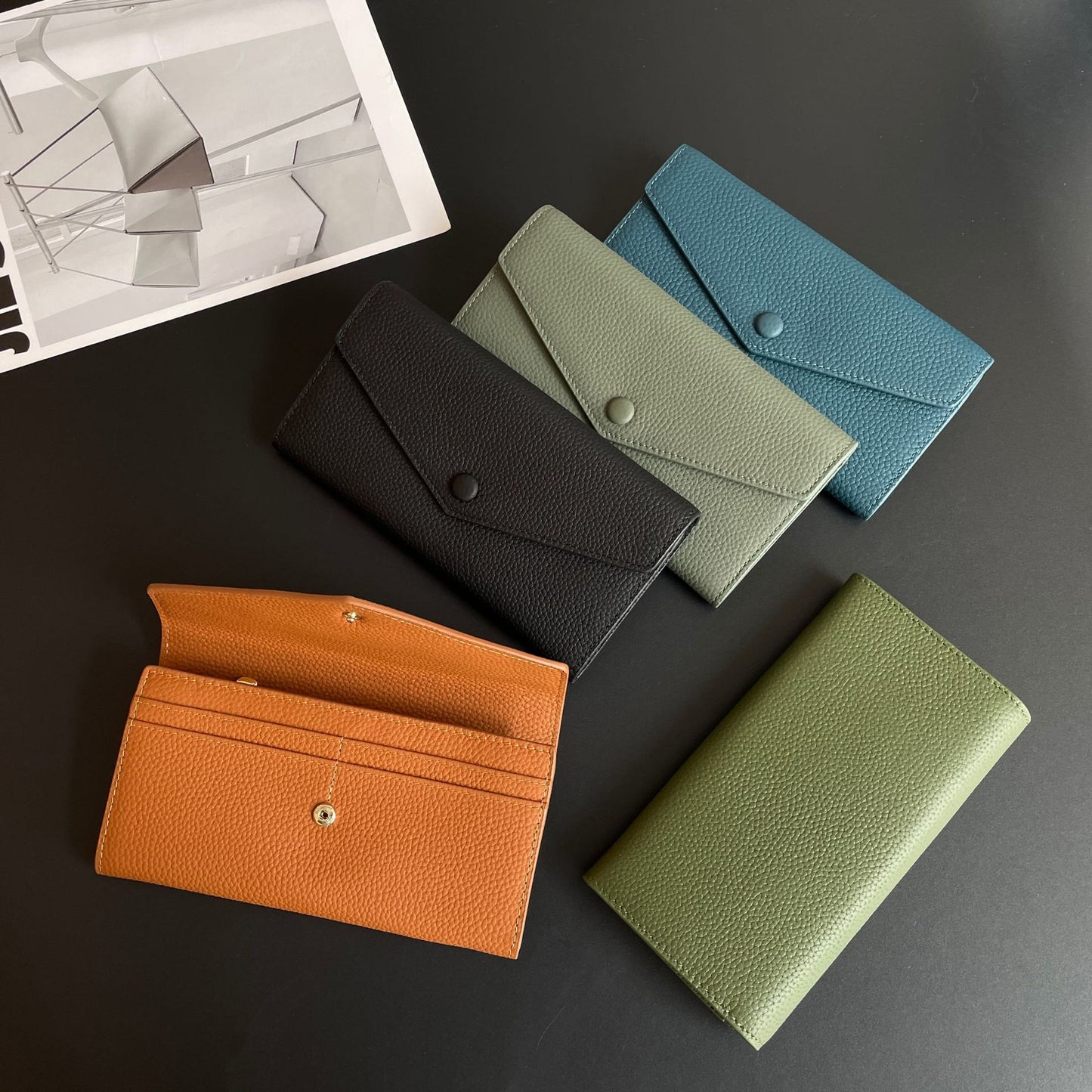 Women's Cowhide Long Large Capacity Genuine Leather Ladies Wallets