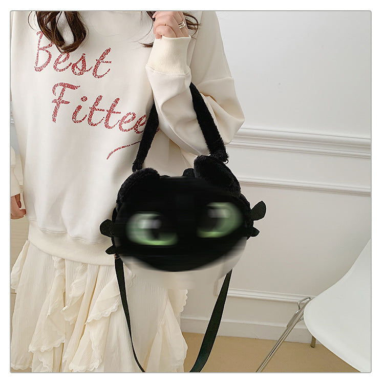 High Plush Cartoon Cute Toothless Big Head Women's Messenger Bag