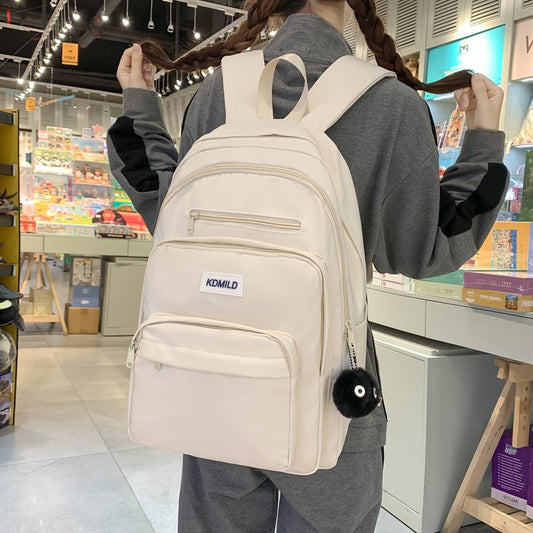 Large Capacity Solid Color Korean Fashion Preppy Backpacks