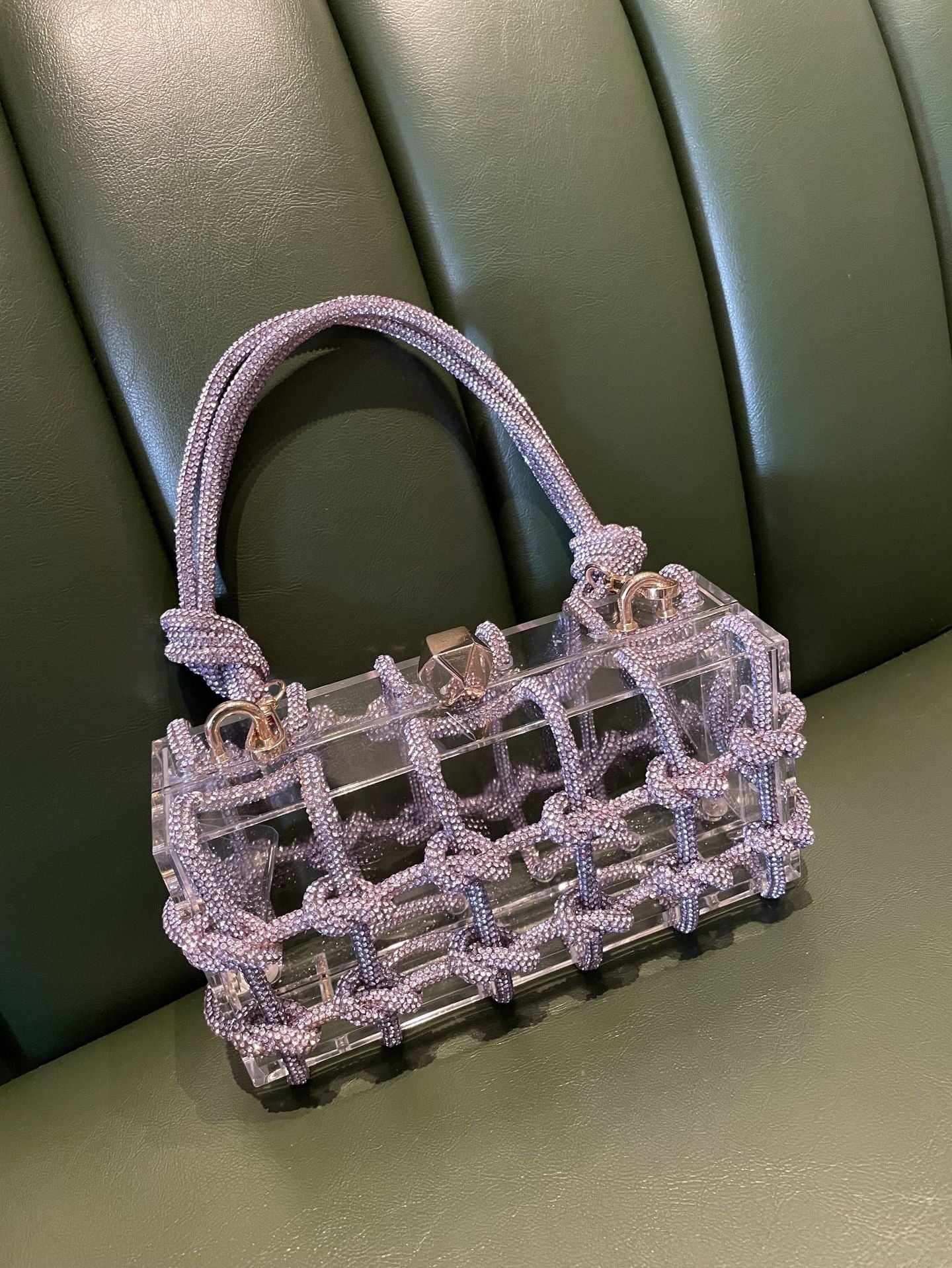 Transparent Acrylic Rope Dinner Shiny Design Handbags