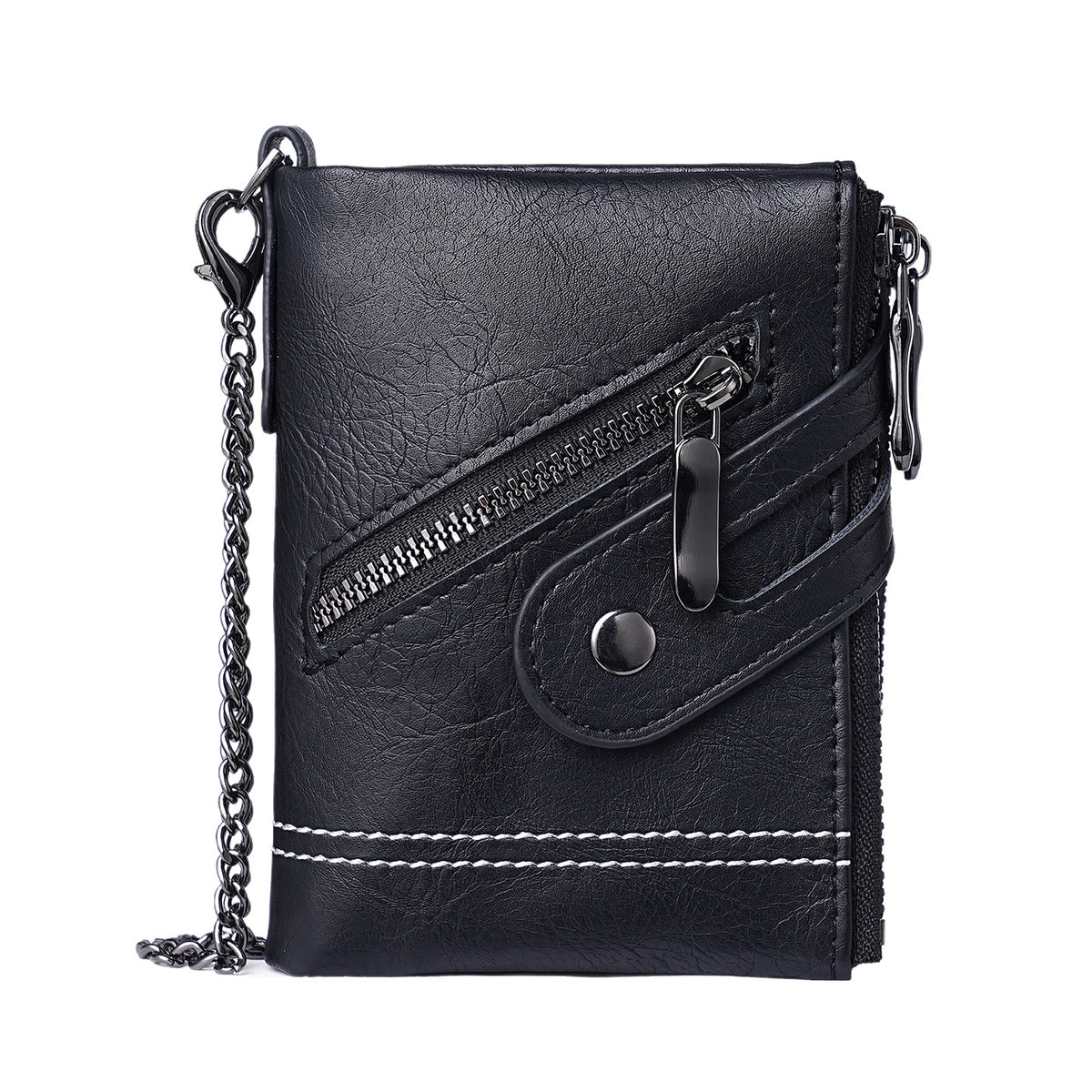 Men's Leather Short Zipper Hasp Billfold Men's Wallet