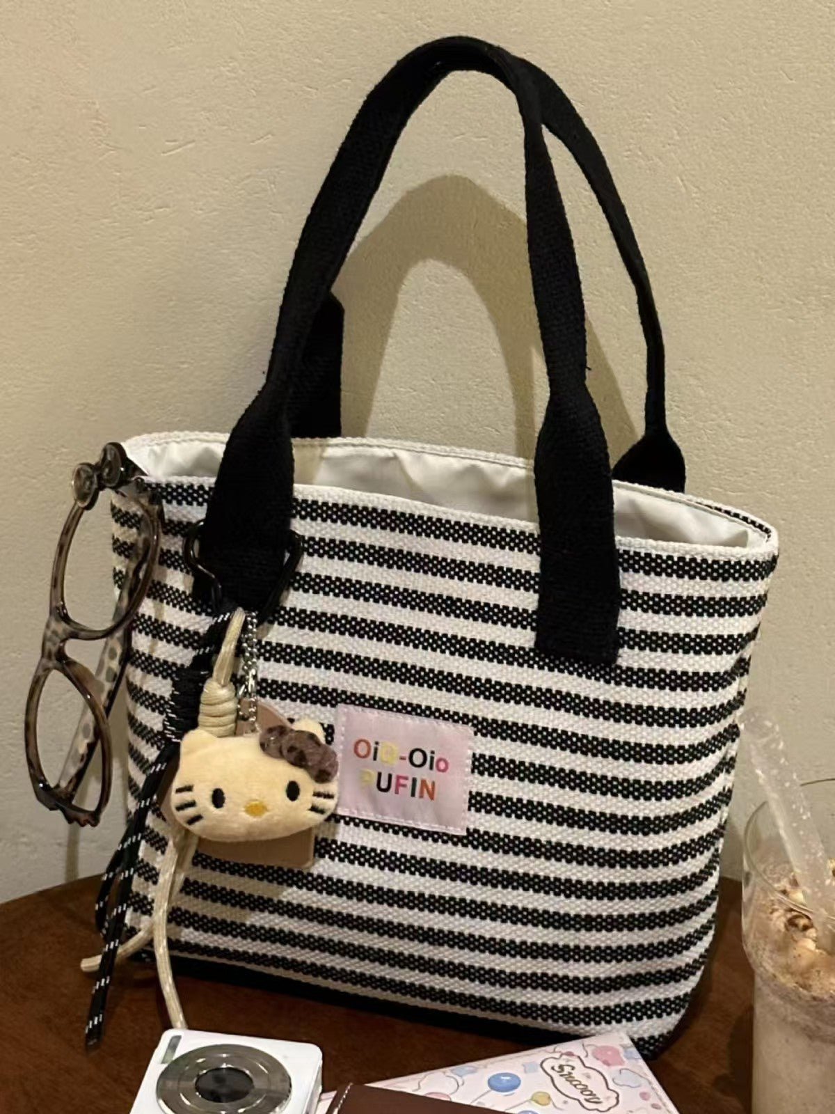 Canvas Large Capacity Striped Class Commuter Handbags